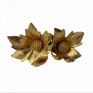 D’Orlan Double Flower Brooch Gold Plated